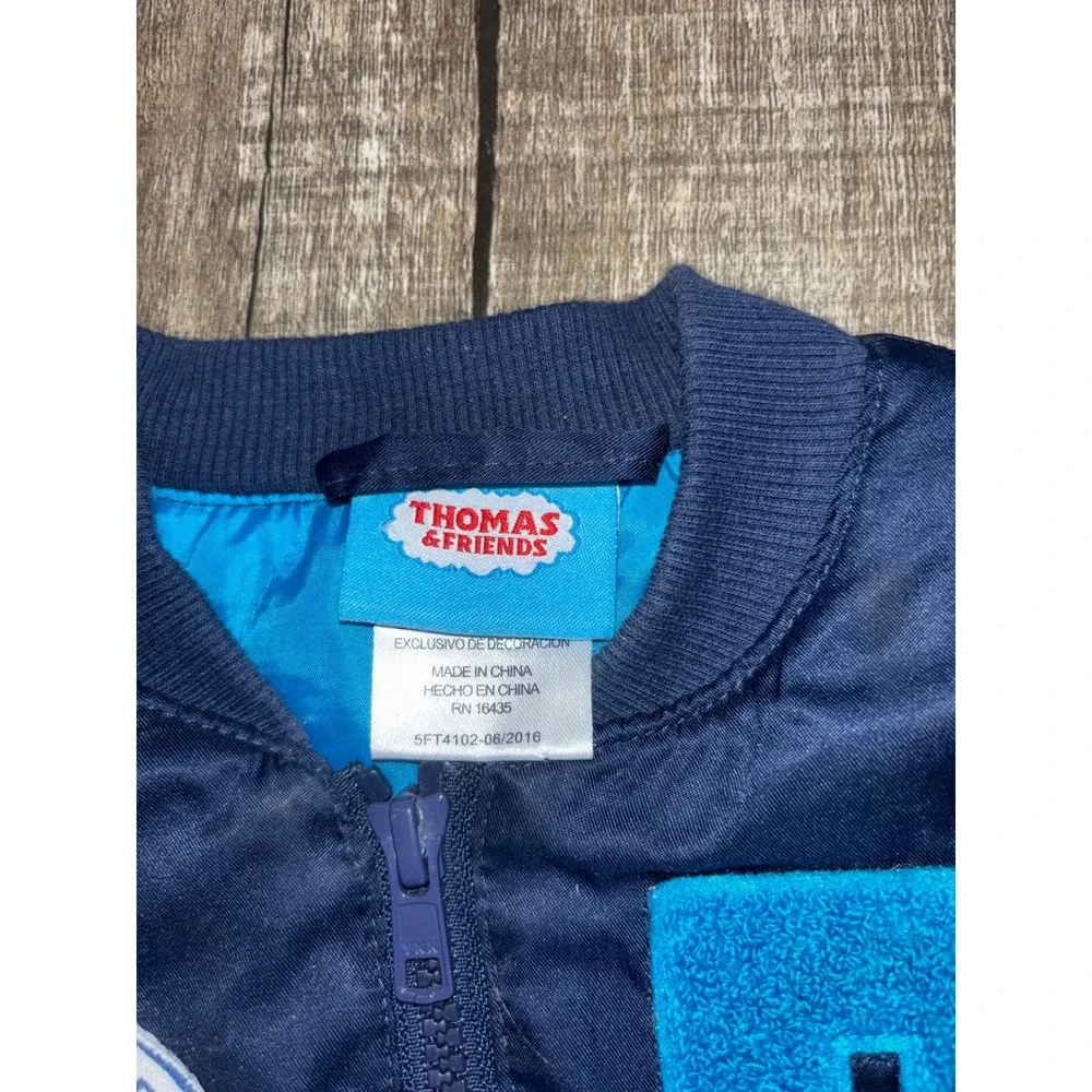 Thomas & Friends Boys Navy Blue Bomber Jacket Patches Size 4T